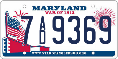 MD license plate 7AD9369