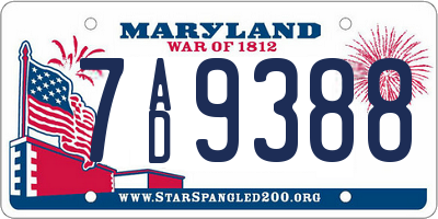 MD license plate 7AD9388