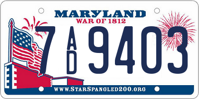 MD license plate 7AD9403