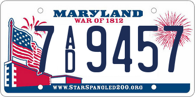 MD license plate 7AD9457