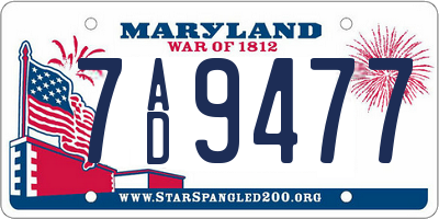 MD license plate 7AD9477