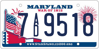 MD license plate 7AD9518