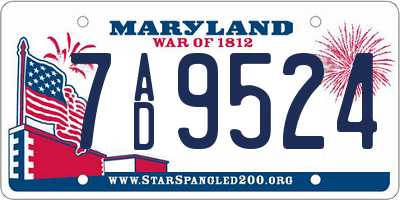MD license plate 7AD9524