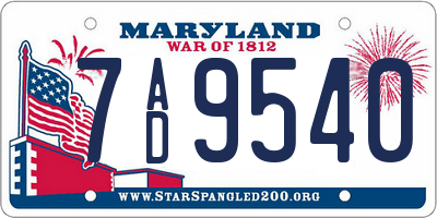 MD license plate 7AD9540