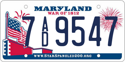 MD license plate 7AD9547