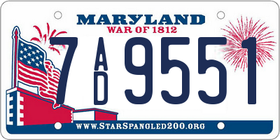 MD license plate 7AD9551