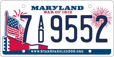 MD license plate 7AD9552