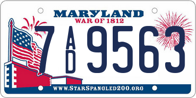 MD license plate 7AD9563