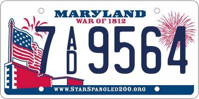 MD license plate 7AD9564
