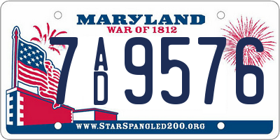 MD license plate 7AD9576