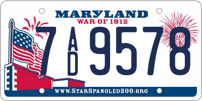 MD license plate 7AD9578
