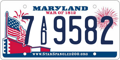MD license plate 7AD9582