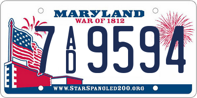 MD license plate 7AD9594