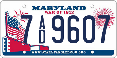 MD license plate 7AD9607
