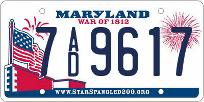 MD license plate 7AD9617