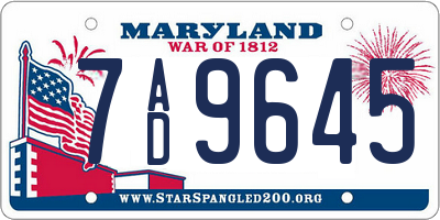MD license plate 7AD9645