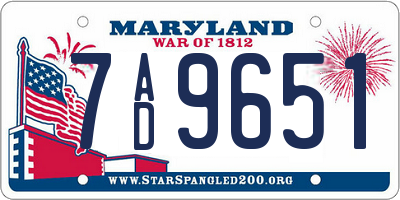 MD license plate 7AD9651