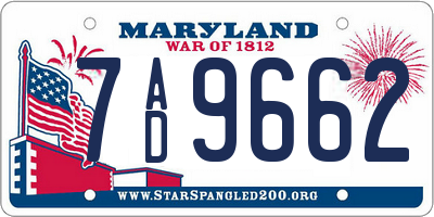 MD license plate 7AD9662
