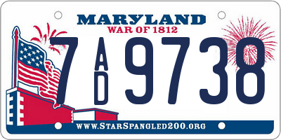 MD license plate 7AD9738
