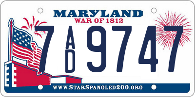 MD license plate 7AD9747