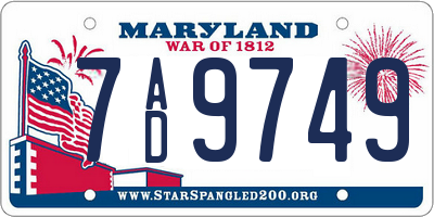 MD license plate 7AD9749