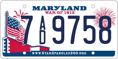 MD license plate 7AD9758