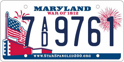 MD license plate 7AD9761