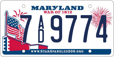MD license plate 7AD9774