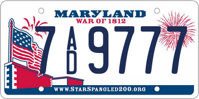 MD license plate 7AD9777