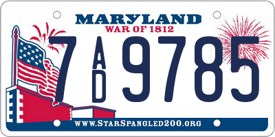 MD license plate 7AD9785