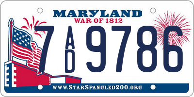 MD license plate 7AD9786