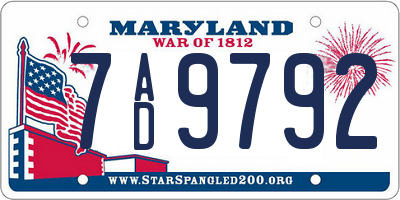 MD license plate 7AD9792