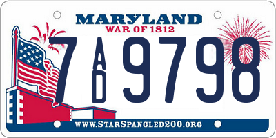 MD license plate 7AD9798
