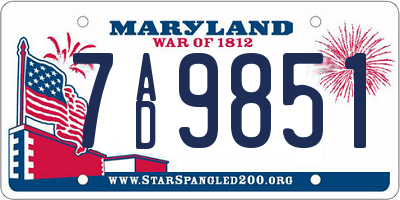MD license plate 7AD9851