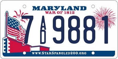 MD license plate 7AD9881