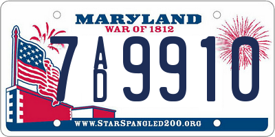 MD license plate 7AD9910