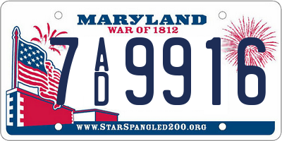 MD license plate 7AD9916