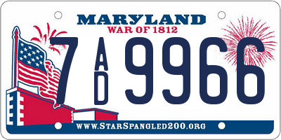 MD license plate 7AD9966
