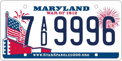 MD license plate 7AD9996