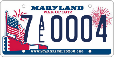 MD license plate 7AE0004