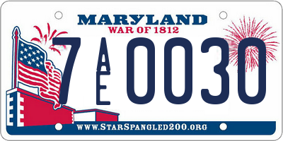 MD license plate 7AE0030