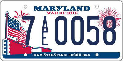 MD license plate 7AE0058