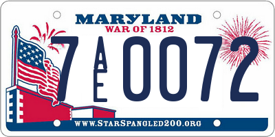 MD license plate 7AE0072