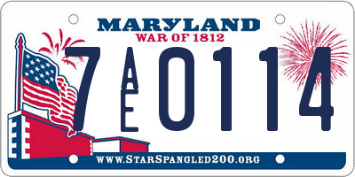 MD license plate 7AE0114