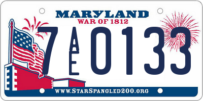 MD license plate 7AE0133