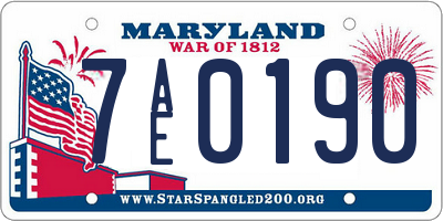 MD license plate 7AE0190