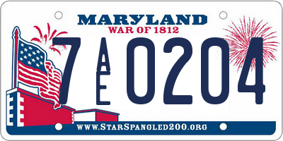 MD license plate 7AE0204