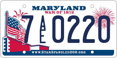 MD license plate 7AE0220