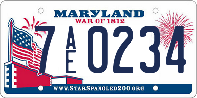 MD license plate 7AE0234