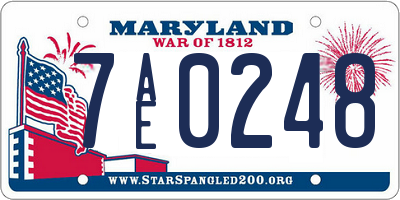 MD license plate 7AE0248